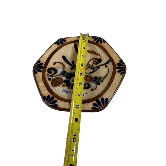 Vintage Tonala Hand Painted Mexican Folk Art Pottery Plate Wall Hanging Acapulco - Picture 3 of 3